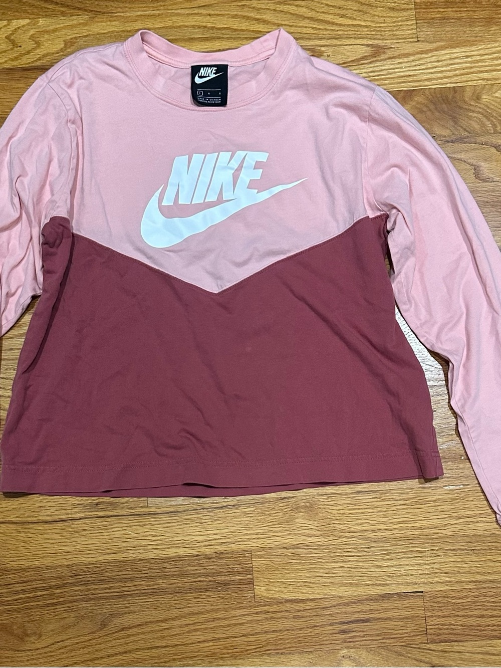 Nike Pink and Rose Colorblock Long Sleeve Tee